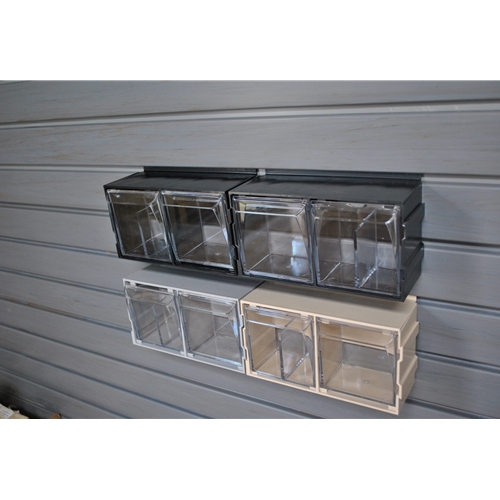 2 Bin Link Ups Tip Out Bins Small Parts Storage for Slatwall storeWALL HandiWall