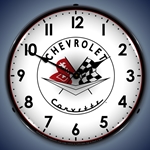 1956-57 Corvette logo LED Backlit Clock