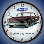 1963 Chevy II Nova Super Sport LED Backlit Clock