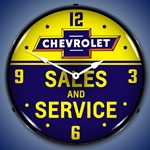 Chevrolet Bowtie Sales and Service LED Backlit Clock