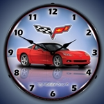 C6 Corvette Torch Red LED Backlit Clock