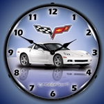 C6 Corvette Artic White LED Backlit Clock
