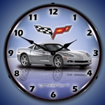 C6 Corvette Blade Silver LED Backlit Clock