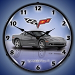 C6 Corvette Cyber Grey LED Backlit Clock