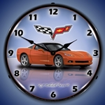 C6 Corvette Inferno Orange LED Backlit Clock