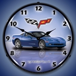 C6 Corvette Jetstream Blue LED Backlit Clock