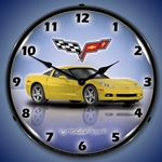 C6 Corvette Velocity Yellow LED Backlit Clock