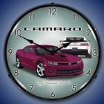 2014 SS Camaro Deep Magenta LED Backlit Clock