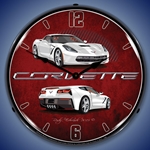 C7 Corvette Artic White LED Backlit Clock