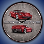 C7 Corvette Crystal Red LED Backlit Clock
