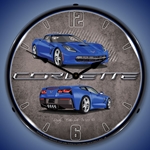 C7 Corvette Laguna Blue LED Backlit Clock