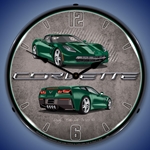 C7 Corvette Lime Rock Green LED Backlit Clock