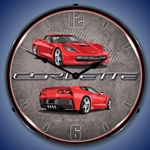 C7 Corvette Torch Red LED Backlit Clock