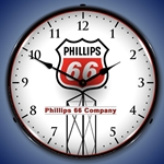 Phillips 66 Red LED Backlit Clock