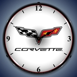 C6 Corvette Flags LED Backlit Clock