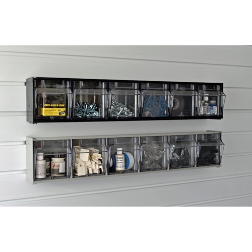 6 Bin Tip Out Bins Small Parts Storage for Slatwall Pegboard