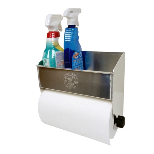 Aluminum Cleanup Shelf and Paper Towel Dispenser