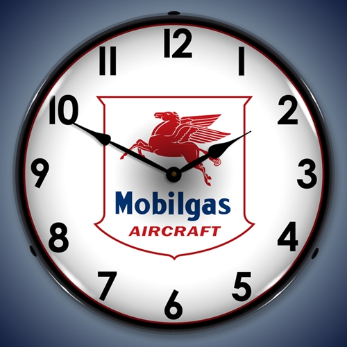 Mobilgas Aircraft LED Backlit Clock