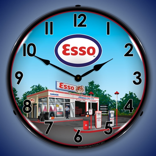 Esso Station LED Backlit Clock