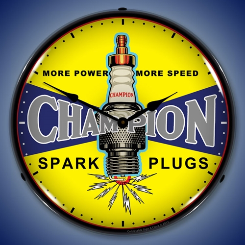 Champion Plugs Vintage LED Backlit Clock
