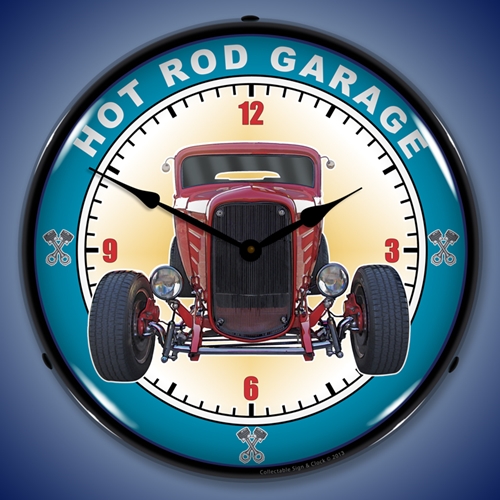 Hot Rod Garage LED Backlit Clock