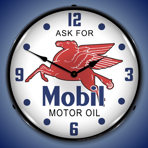 Mobil Oil LED Backlit Clock