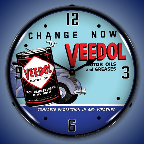 Veedol Oil and Grease LED Backlit Clock