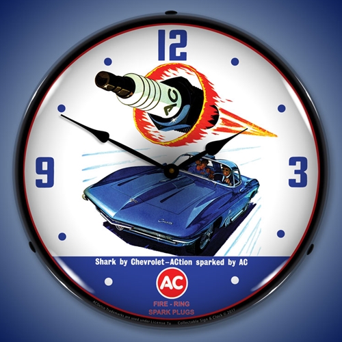 AC Spark Plug Shark LED Backlit Clock