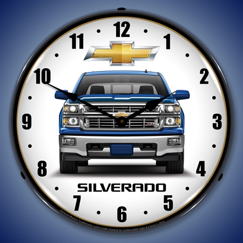 Chevrolet Silverado Blue LED Backlit Clock