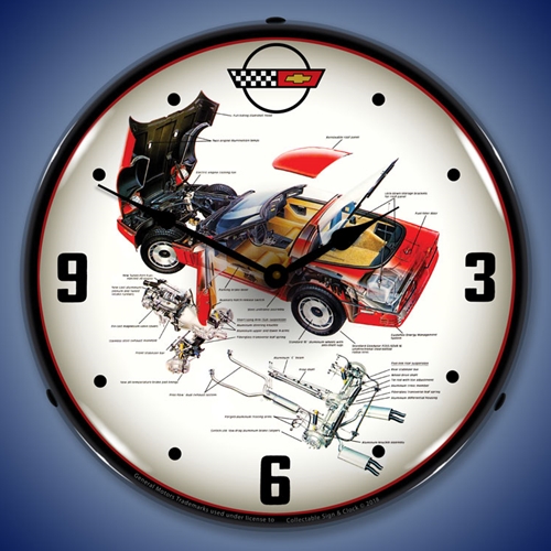 C4 Corvette Tech LED Backlit Clock