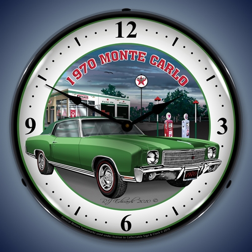 1970 Monte Carlo Green LED Backlit Clock