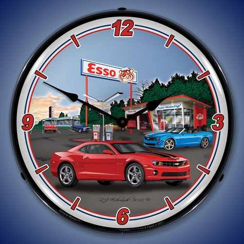 Camaro Esso Station LED Backlit Clock