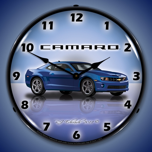 Camaro G5 Imperial Blue LED Backlit Clock
