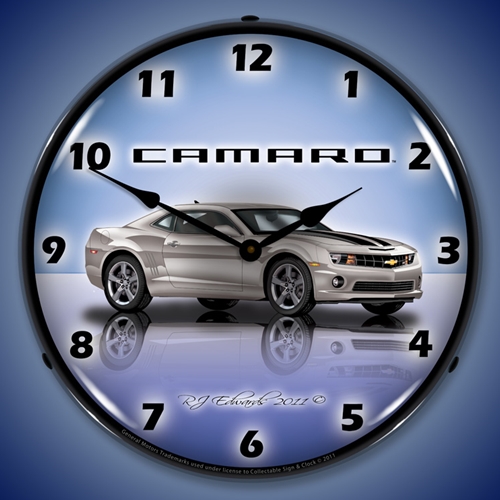Camaro G5 Silver Ice LED Backlit Clock