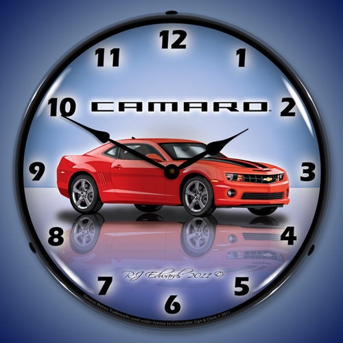 Camaro G5 Victory Red LED Backlit Clock