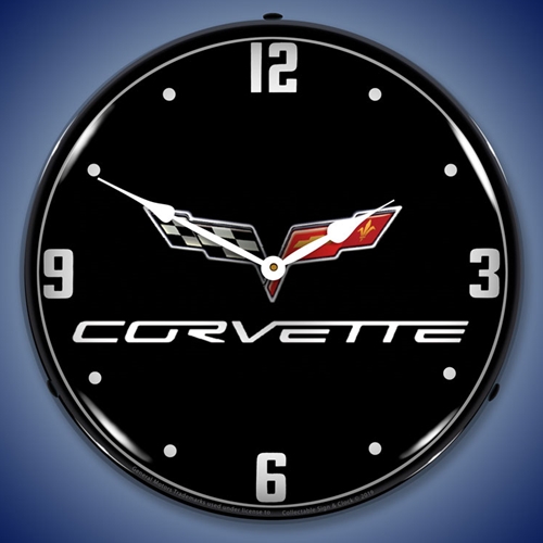 C6 Corvette Black LED Backlit Clock