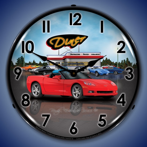 C6 Corvette Convertible Diner LED Backlit Clock