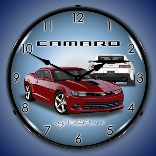 2014 SS Camaro Crystal Red LED Backlit Clock