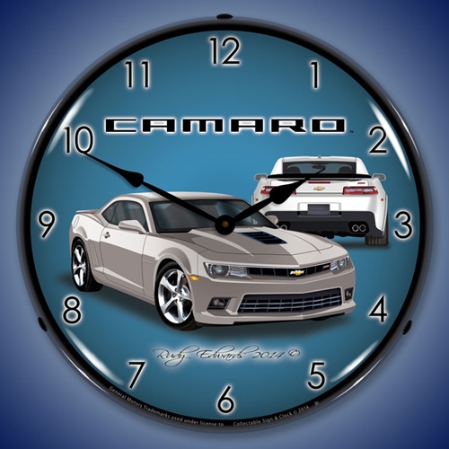 2014 SS Camaro Silver Ice LED Backlit Clock