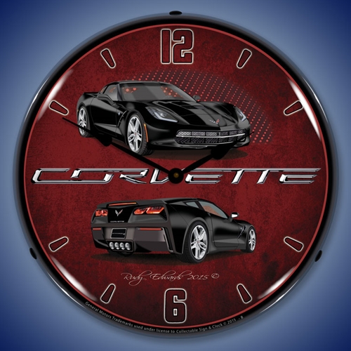 C7 Corvette Black LED Backlit Clock