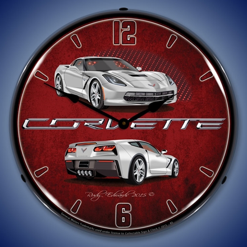 C7 Corvette Blade Silver LED Backlit Clock