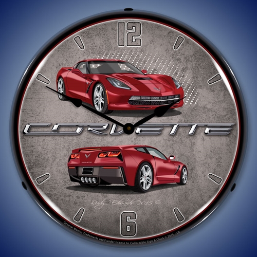 C7 Corvette Crystal Red LED Backlit Clock