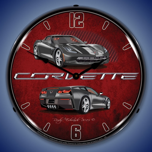 C7 Corvette Cyber Grey LED Backlit Clock