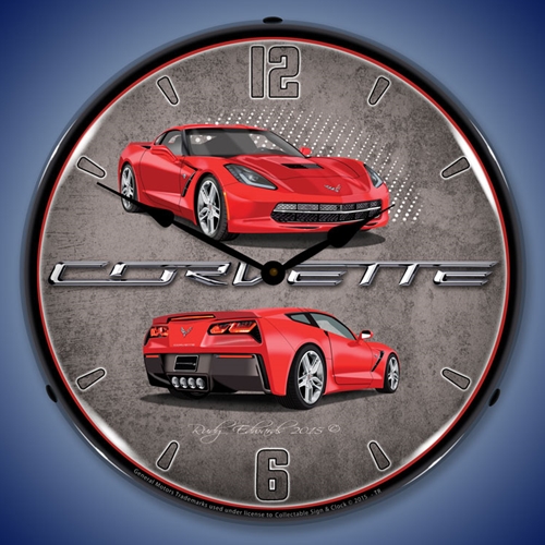 C7 Corvette Torch Red LED Backlit Clock