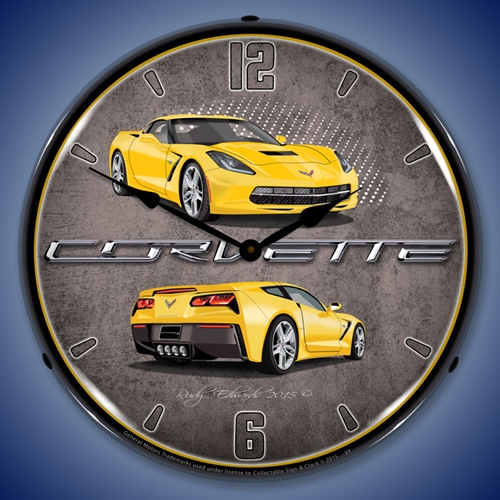 C7 Corvette Velocity Yellow LED Backlit Clock