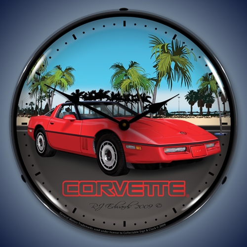 C4 Red Corvette LED Backlit Clock