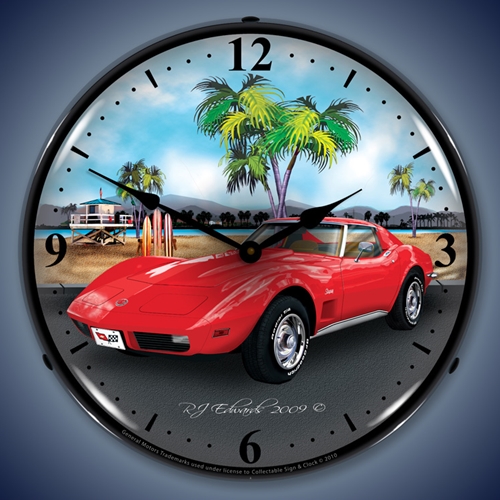 1973 Corvette LED Backlit Clock