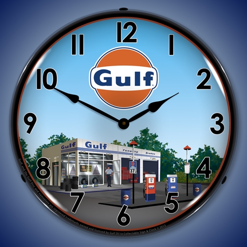 Gulf Station LED Backlit Clock