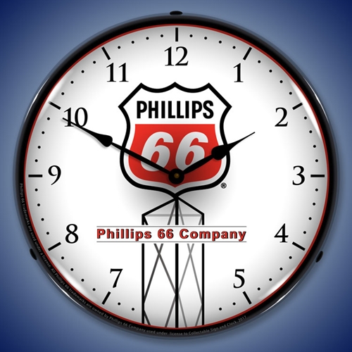 Phillips 66 Red LED Backlit Clock