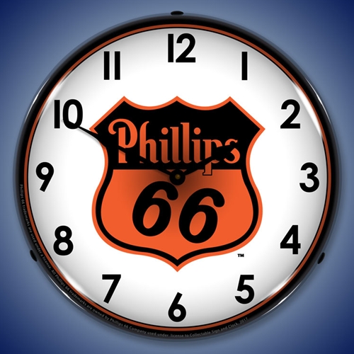 Phillips 66 Orange LED Backlit Clock